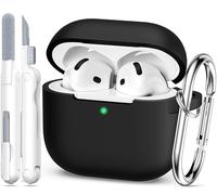 MHYALUDO Funda Compatible con AirPods 5/4 Case, Funda Airpods 5/4 | Silicona Suave de Grado Militar, absorción de Impactos, Compatible con Funda AirPods 4 con Llavero y Kit de Limpieza,Negro