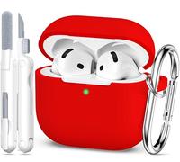 MHYALUDO Funda Compatible con AirPods de cuarta generación 2024, Silicona Suave de Grado Militar, absorción de Impactos, Compatible con Funda AirPods 4 con Llavero y Kit de Limpieza,Rojo