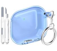 MHYALUDO Funda Compatible con AirPods de cuarta generación 2024, TPU Suave, Muy Transparente, antiamarilleo, Compatible con AirPods 4, con Kit de Limpieza y Bonita Hebilla Redonda,Azul