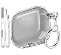 MHYALUDO Funda Compatible con AirPods de cuarta generación 2024, TPU Suave, Muy Transparente, antiamarilleo, Compatible con AirPods 4, con Kit de Limpieza y Bonita Hebilla Redonda,Negro