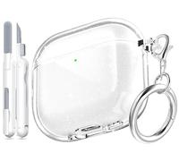 MHYALUDO Funda Compatible con AirPods de cuarta generación 2024, TPU Suave, Muy Transparente, antiamarilleo, Compatible con AirPods 4, con Kit de Limpieza y Bonita Hebilla Redonda,Brillantina