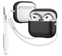 MHYALUDO Funda para AirPods 3 Case Cover con Kit de Limpieza, Cubierta de protección Completa contra caídas con cordón, Color macarrón Juvenil para Funda de Carga Airpods 3, Negro/Blanco