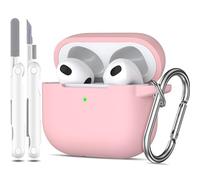 MHYALUDO - Funda para AirPods de 3.ª generación, Silicona Suave de Grado Militar con absorción de Impactos, Incluye Llavero y Kit de Limpieza, Rosa Arena