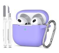 MHYALUDO - Funda para AirPods de 3.ª generación, Silicona Suave de Grado Militar con absorción de Impactos, Incluye Llavero y Kit de Limpieza, Lila