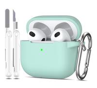 MHYALUDO - Funda para AirPods de 3.ª generación, Silicona Suave de Grado Militar con absorción de Impactos, Incluye Llavero y Kit de Limpieza, Verde Menta