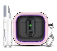 MHYALUDO para AirPods 4 Estuche con Acabado Metálico Electrolítico, Protección A Prueba De Golpes para Estuche De AirPods 4ta Generación, No Compatible con magnéticos,Rosa/Negro