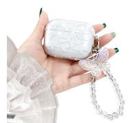 MHYALUDO para Airpods Pro 2da Generación Estuche con Pulsera Portátil, Compatible con Airpods Pro 2 Estuche，TPU Transparente a Prueba de Golpes con Diseño de Mariposa de Moda, Mariposa Brillante