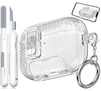 MHYALUDO para Funda de AirPods Pro 2da Generación, Diseño con Soporte para Puerto de Carga, Funda Protectora Antigolpes y Anti-Amarillamiento Doble para Funda de AirPods Pro 2, Blanco