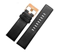 MHYATIO 22 24 26 28 30 mm Correa de reloj de cuero genuino Correa de reloj compatible con correa diésel DZ1657 DZ1405 DZ1206 DZ4323 DZ7313 7257 Hombre Negro Marrón(Black rose gold,27mm)