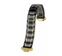 MHYATIO Compatible con Casio G-Shock GM110 GA110GB GD100 120 GA2100 Correa de reloj pequeña de acero con forma de cañón Correa de reloj de cerámica modificada en oro negro for hombres de 16 mm(Black g