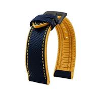 MHYATIO Compatible con Citizen Blue Angel Segunda Generación Sky Eagle Correa for Hombres AT8020 JY8078 8085 Correa de Reloj de Goma de Nailon de Fibra de Carbono de 22 mm(Blue yellow-black,23mm)