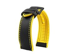 MHYATIO Compatible con Citizen Blue Angel Segunda Generación Sky Eagle Correa for Hombres AT8020 JY8078 8085 Correa de Reloj de Goma de Nailon de Fibra de Carbono de 22 mm(Black yellow-black,23mm)