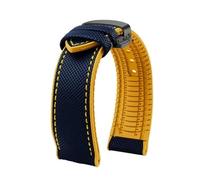 MHYATIO Compatible con Citizen Blue Angel Segunda Generación Sky Eagle Correa for Hombres AT8020 JY8078 8085 Correa de Reloj de Goma de Nailon de Fibra de Carbono de 22 mm(A-blue yellow-black,23mm)