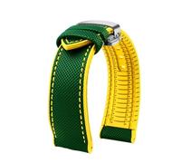MHYATIO Compatible con Citizen Blue Angel Segunda Generación Sky Eagle Correa for Hombres AT8020 JY8078 8085 Correa de Reloj de Goma de Nailon de Fibra de Carbono de 22 mm(A-green-silver,22mm)