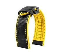 MHYATIO Compatible con Citizen Blue Angel Segunda Generación Sky Eagle Correa for Hombres AT8020 JY8078 8085 Correa de Reloj de Goma de Nailon de Fibra de Carbono de 22 mm(A-black y-black,22mm)