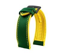 MHYATIO Compatible con Citizen Blue Angel Segunda Generación Sky Eagle Correa for Hombres AT8020 JY8078 8085 Correa de Reloj de Goma de Nailon de Fibra de Carbono de 22 mm(Green yellow-black,23mm)