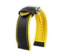 MHYATIO Compatible con Citizen Blue Angel Segunda Generación Sky Eagle Correa for Hombres AT8020 JY8078 8085 Correa de Reloj de Goma de Nailon de Fibra de Carbono de 22 mm(A-black y-silver,23mm)