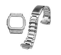 MHYATIO Compatible con correa de reloj Casio Correa de caja de diamante de actualización avanzada DW5600/5610 GMW-B5000 Accesorios de metal Correa de reloj de acero inoxidable for hombres(Blue White,1