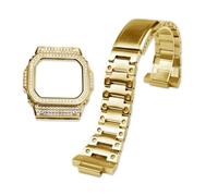 MHYATIO Compatible con correa de reloj Casio Correa de caja de diamante de actualización avanzada DW5600/5610 GMW-B5000 Accesorios de metal Correa de reloj de acero inoxidable for hombres(Red Black,56