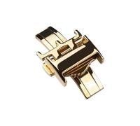 MHYATIO Compatible con correa de reloj de cuero Longines L2 L3 L4 Cierre plegable de metal 14 mm 16 mm 18 mm Accesorios de reloj con hebilla de mariposa de acero inoxidable(Gold,16mm)