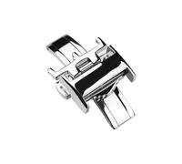 MHYATIO Compatible con correa de reloj de cuero Longines L2 L3 L4 Cierre plegable de metal 14 mm 16 mm 18 mm Accesorios de reloj con hebilla de mariposa de acero inoxidable(Silver,16mm)