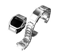 MHYATIO Compatible con el conjunto de relojes Casio Small Square DW-H5600 Caja de reloj de acero y metal modificado for hombres Accesorios de correa de reloj de acero inoxidable Correa de reloj(Black