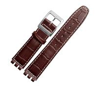 MHYATIO Compatible con SWATCH YCS YAS YGS IRONY Series Correa de reloj de piel de vaca suave 17 mm 19 mm Hombres Mujeres Pulsera Azul Negro Marrón Correa de reloj con herramientas(07 Brown white,19mm)