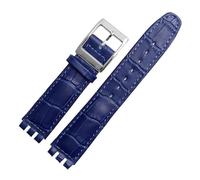 MHYATIO Compatible con SWATCH YCS YAS YGS IRONY Series Correa de reloj de piel de vaca suave 17 mm 19 mm Hombres Mujeres Pulsera Azul Negro Marrón Correa de reloj con herramientas(07 Dark blue-steel,1