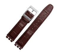 MHYATIO Compatible con SWATCH YCS YAS YGS IRONY Series Correa de reloj de piel de vaca suave 17 mm 19 mm Hombres Mujeres Pulsera Azul Negro Marrón Correa de reloj con herramientas(07 Brown,19mm)