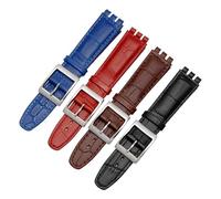 MHYATIO Compatible con SWATCH YCS YAS YGS IRONY Series Correa de reloj de piel de vaca suave 17 mm 19 mm Hombres Mujeres Pulsera Azul Negro Marrón Correa de reloj con herramientas(07 pink-steel,19mm)