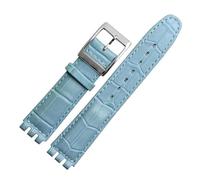 MHYATIO Compatible con SWATCH YCS YAS YGS IRONY Series Correa de reloj de piel de vaca suave 17 mm 19 mm Hombres Mujeres Pulsera Azul Negro Marrón Correa de reloj con herramientas(07 Sky blue,17mm)