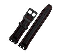 MHYATIO Compatible con SWATCH YCS YAS YGS IRONY Series Correa de reloj de piel de vaca suave 17 mm 19 mm Hombres Mujeres Pulsera Azul Negro Marrón Correa de reloj con herramientas(06 black red black,1