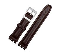 MHYATIO Compatible con SWATCH YCS YAS YGS IRONY Series Correa de reloj de piel de vaca suave 17 mm 19 mm Hombres Mujeres Pulsera Azul Negro Marrón Correa de reloj con herramientas(06 Brown silver,17mm