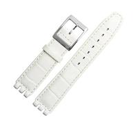 MHYATIO Compatible con SWATCH YCS YAS YGS IRONY Series Correa de reloj de piel de vaca suave 17 mm 19 mm Hombres Mujeres Pulsera Azul Negro Marrón Correa de reloj con herramientas(07 White-steel,19mm)