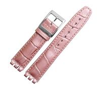 MHYATIO Compatible con SWATCH YCS YAS YGS IRONY Series Correa de reloj de piel de vaca suave 17 mm 19 mm Hombres Mujeres Pulsera Azul Negro Marrón Correa de reloj con herramientas(07 pink-steel,17mm)