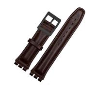 MHYATIO Compatible con SWATCH YCS YAS YGS IRONY Series Correa de reloj de piel de vaca suave 17 mm 19 mm Hombres Mujeres Pulsera Azul Negro Marrón Correa de reloj con herramientas(06 Brown black,17mm)