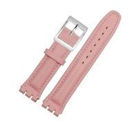 MHYATIO Compatible con SWATCH YCS YAS YGS IRONY Series Correa de reloj de piel de vaca suave 17 mm 19 mm Hombres Mujeres Pulsera Azul Negro Marrón Correa de reloj con herramientas(06 pink silver,17mm)