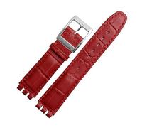 MHYATIO Compatible con SWATCH YCS YAS YGS IRONY Series Correa de reloj de piel de vaca suave 17 mm 19 mm Hombres Mujeres Pulsera Azul Negro Marrón Correa de reloj con herramientas(07 Red-steel,17mm)