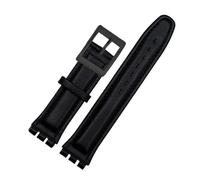 MHYATIO Compatible con SWATCH YCS YAS YGS IRONY Series Correa de reloj de piel de vaca suave 17 mm 19 mm Hombres Mujeres Pulsera Azul Negro Marrón Correa de reloj con herramientas(06 Black black,19mm)