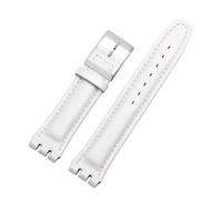 MHYATIO Compatible con SWATCH YCS YAS YGS IRONY Series Correa de reloj de piel de vaca suave 17 mm 19 mm Hombres Mujeres Pulsera Azul Negro Marrón Correa de reloj con herramientas(06 white silver,17mm