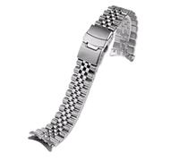 MHYATIO Correa de acero inoxidable compatible con Seiko No. 5 SKX007/009 SRP599 SSK003 Correa de reloj de acero inoxidable de metal curvado 20 mm 22 mm Pulsera for hombre(Silver -B,20mm-width)