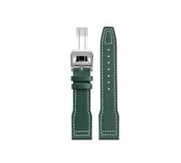 MHYATIO Correa de cuero portuguesa de 20 21 mm compatible con Iwc Pilot Little Prince Watch Iw327004/Iw377714 Mark16/17/18 Pulsera de cuero con correa for hombre(B Green white silver,21mm)