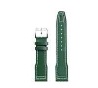 MHYATIO Correa de piel de vaca de 20 a 21 mm compatible con el reloj Iwc Pilot Little Prince Portugal IW327004/IW377714 Mark 18 Correa de reloj Pulsera de cuero de vaca for hombre(Green a-silver,21mm)