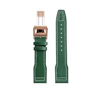 MHYATIO Correa de piel de vaca de 20 a 21 mm compatible con el reloj Iwc Pilot Little Prince Portugal IW327004/IW377714 Mark 18 Correa de reloj Pulsera de cuero de vaca for hombre(A-green a-rose gold,