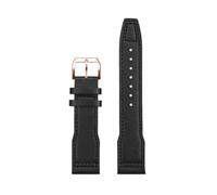 MHYATIO Correa de piel de vaca de 20 a 21 mm compatible con el reloj Iwc Pilot Little Prince Portugal IW327004/IW377714 Mark 18 Correa de reloj Pulsera de cuero de vaca for hombre(Black-rose gold,21mm
