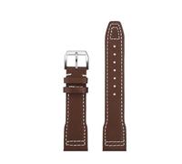 MHYATIO Correa de piel de vaca de 20 a 21 mm compatible con el reloj Iwc Pilot Little Prince Portugal IW327004/IW377714 Mark 18 Correa de reloj Pulsera de cuero de vaca for hombre(Brown a-silver,20mm)