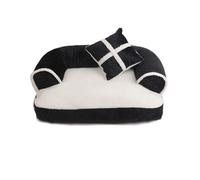 MHYESA Cama Perro Cama Acogedora para Mascotas, Desmontable Y Lavable A Máquina, Relleno De Algodón PP, Diseño De Respaldo Elevado(Black,M)