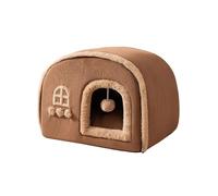 MHYESA Cama Perro Cama para Mascotas para Perros Y Gatos, Casa De Invierno Cálida Y Lujosa(Brown,L)