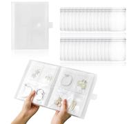 MHYMX Almacenamiento de joyas de viaje, bolsa de joyas para viajes, organizador de pendientes transparente, 160 rejillas y 100 bolsas de PVC, organizador de joyas portátil para anillos, pendientes,