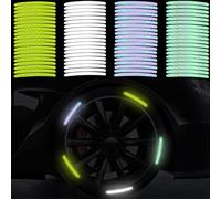 MHYMX Pegatinas reflectantes, 80 unidades, pegatinas para llantas, pegatinas para borde de llanta, decoración nocturna, tiras de seguridad para coche, moto, ruedas, bicicleta, cochecito de bebé